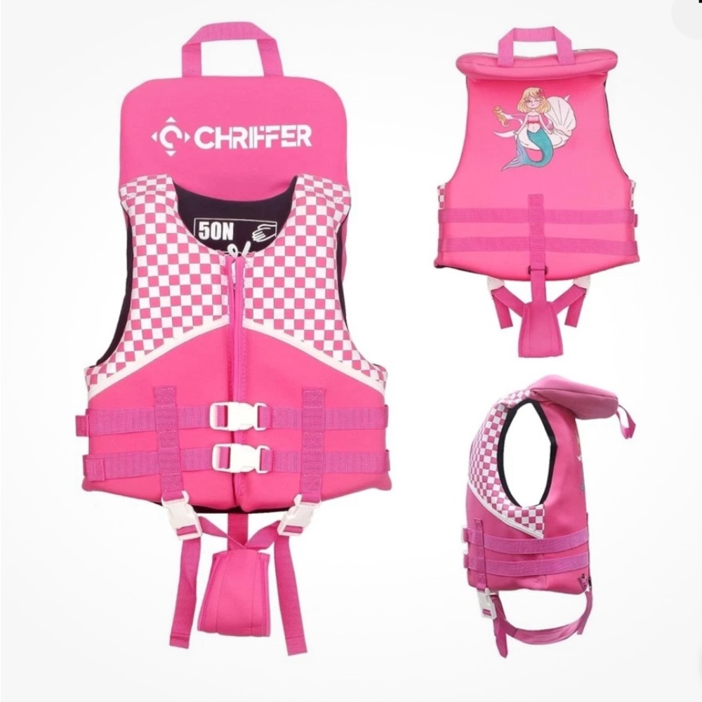 NWT Toddler white and pink Swim Vest Life jacket Adjustable Size guide in photos - Picture 4 of 13